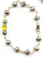 Faceted Citrine and Olive Freshwater Pearl Bracelet