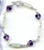 Amethyst, New Jade and Sterling Bracelet