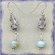 Bali Sterling and Peruvian Opal Earrings