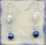 Freshwater Pearls and Lapis Earrings