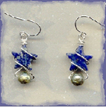 Lapis and Faceted Freshwater Pearl Earrings