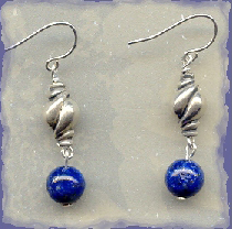 Lapis and Sterling Bead Earrings