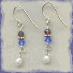 Faceted Garnets, Swarovski Crystals and Freshwater Pearl Earrings