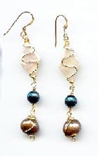 Faceted Teal Freshwater Pearl Earrings