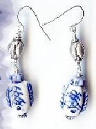 Chinese Porcelain and Sterling Earrings