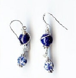 Chinese Porcelain and Lapis Earrings