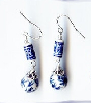 Chinese Porcelain and Sterling Earrings