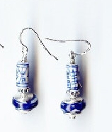 Chinese Porcelain and Sterling Earrings