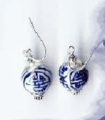 Chinese Porcelain and Sterling Earrings