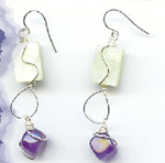 Yellow Jade and Amethyst Earrings