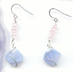 Faceted Rose Quartz and Faceted Bluelace Agate Earrings