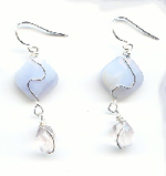 Faceted Rose Quartz and Faceted Bluelace Agate Earrings