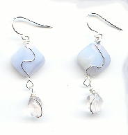 Faceted Rose Quartz and Faceted Bluelace Agate Earrings