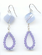 Chalcedony and Faceted Bluelace Agate Earrings