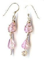 Crackle Glass Non-tarnishing Gold Wire Earrings