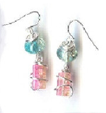 Crackle Glass Non-tarnishing Silver Wire Earrings