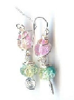 Crackle Glass Non-tarnishing Silver Wire Earrings