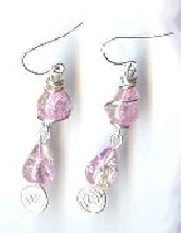 Crackle Glass Non-tarnishing Silver Wire Earrings