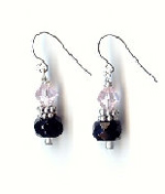 Chinese Crystals, Bali Spacers & Faceted Black Onyx Earrings