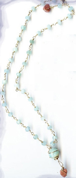 Goldstone & Aquamarine Necklace with Peruvian Opal