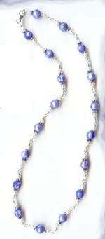 Faceted Periwinkle Blue & White Button Freshwater Pearl Necklace