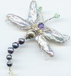 Elegant Dragonfly with Freshwater Pearls