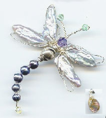 Elegant Dragonfly with Freshwater Pearls
