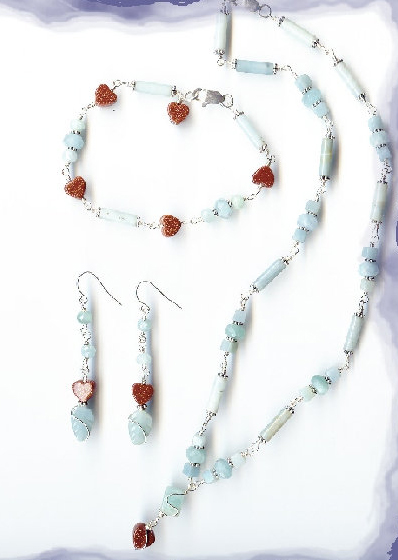 Aquamarine & Goldstone Earrings