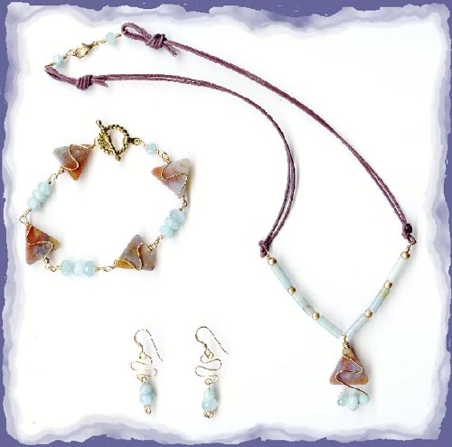 Faceted Aquamarine & Indian Jasper Set