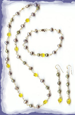 Citrine & Olive Freshwater Pearls set